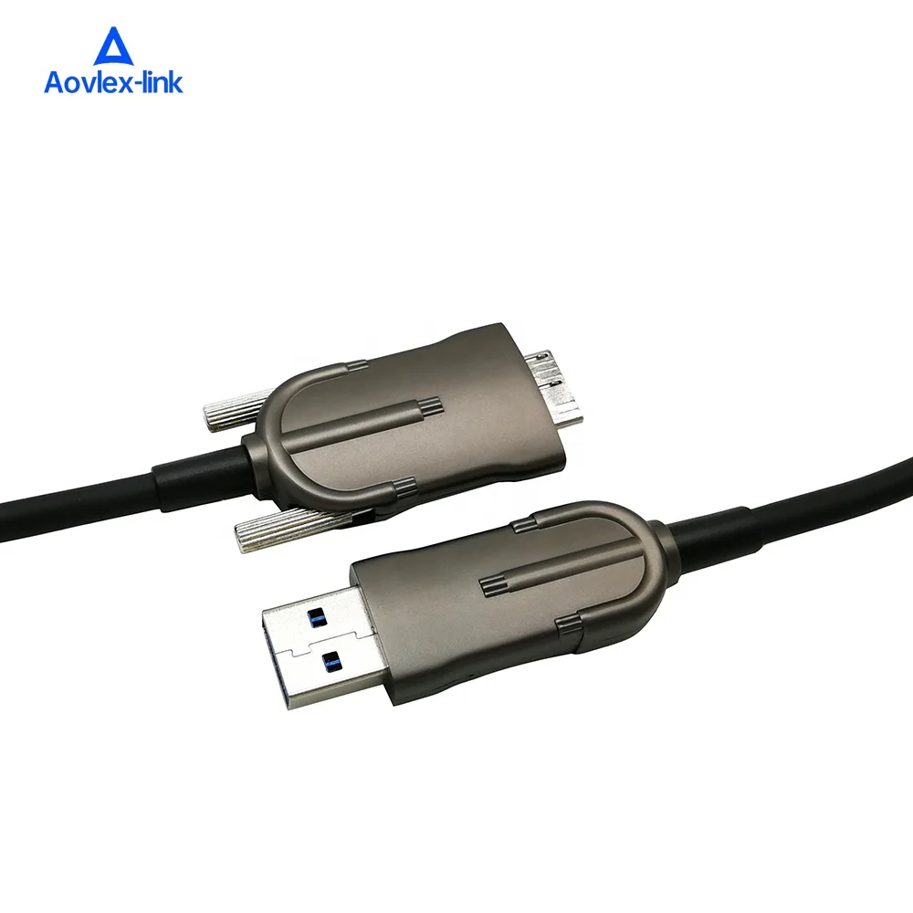 

USB 3.0 AOC cable Type-A to Micro B with Screw Hybrid Active Optical Industrial Camera cable for machine vision