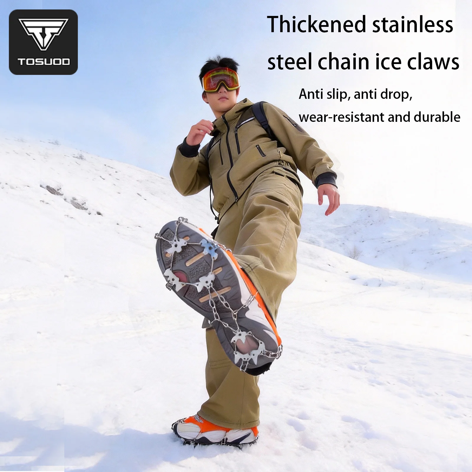 

Трекинговые шипы TOSUOD19 для обуви, 19 зубцов, для зимы, для активного отдыха, для льда и снега, нескользящие, для альпинизма