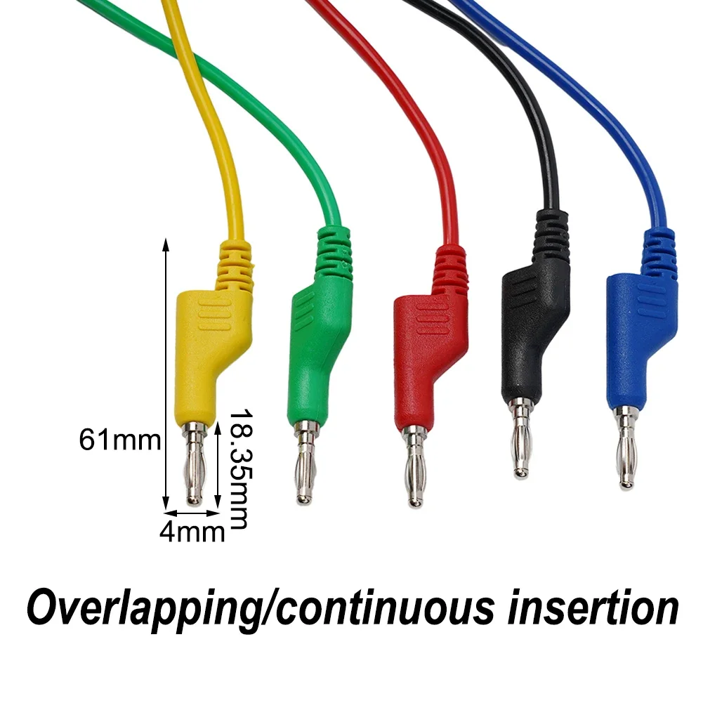 

Test Leads Crocodile Clips 5 Colours 5× Multimeter Banana Plug Black Blue Cable Copper Green Test Leads Inspection