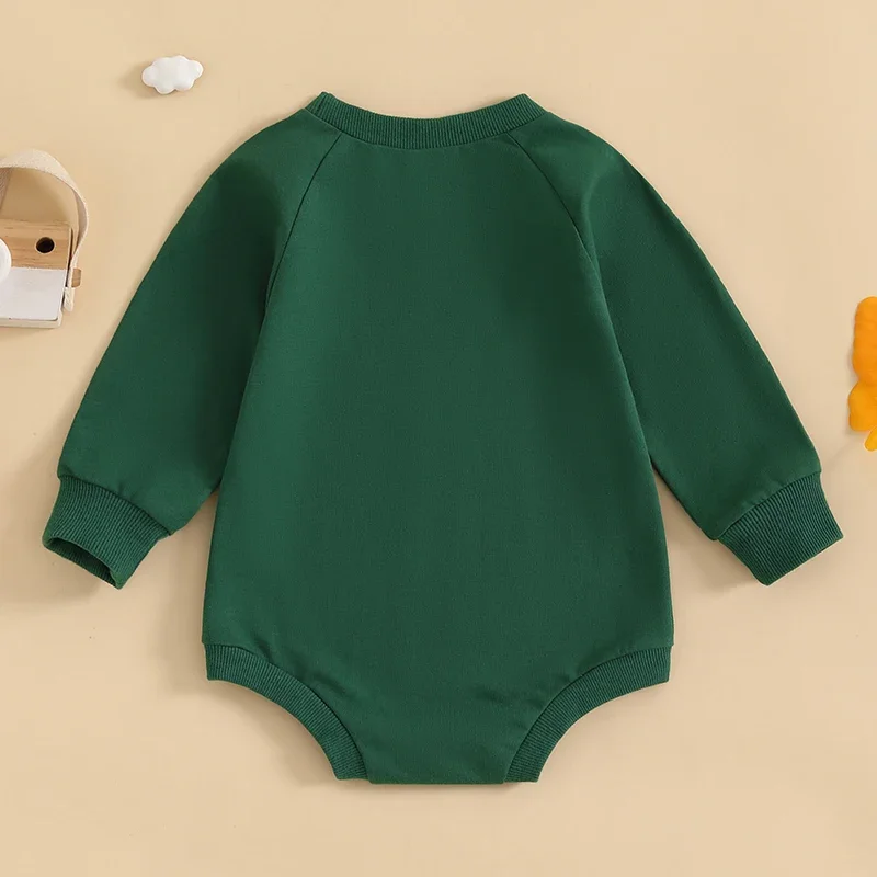 Baby Girl Boy Sweatshirt Romper Letter Print Crew Neck Long Sleeve Jumpsuit for Winter Fall