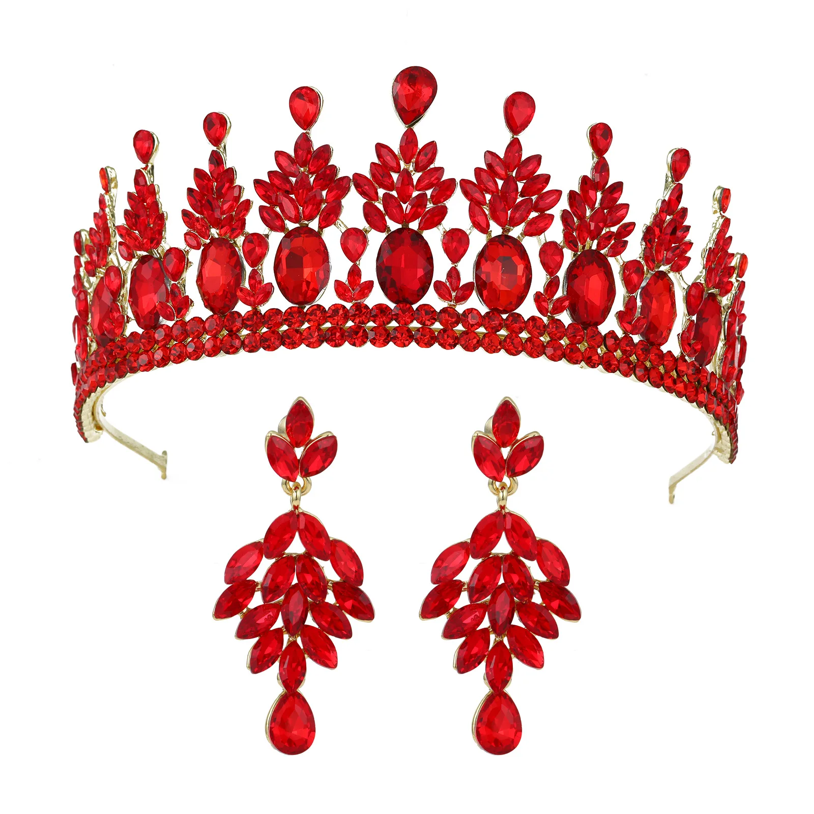 Queen Red Crystal Bridal  Women\'s Purple Luxury Pageant Crown Wedding Hair Accessories