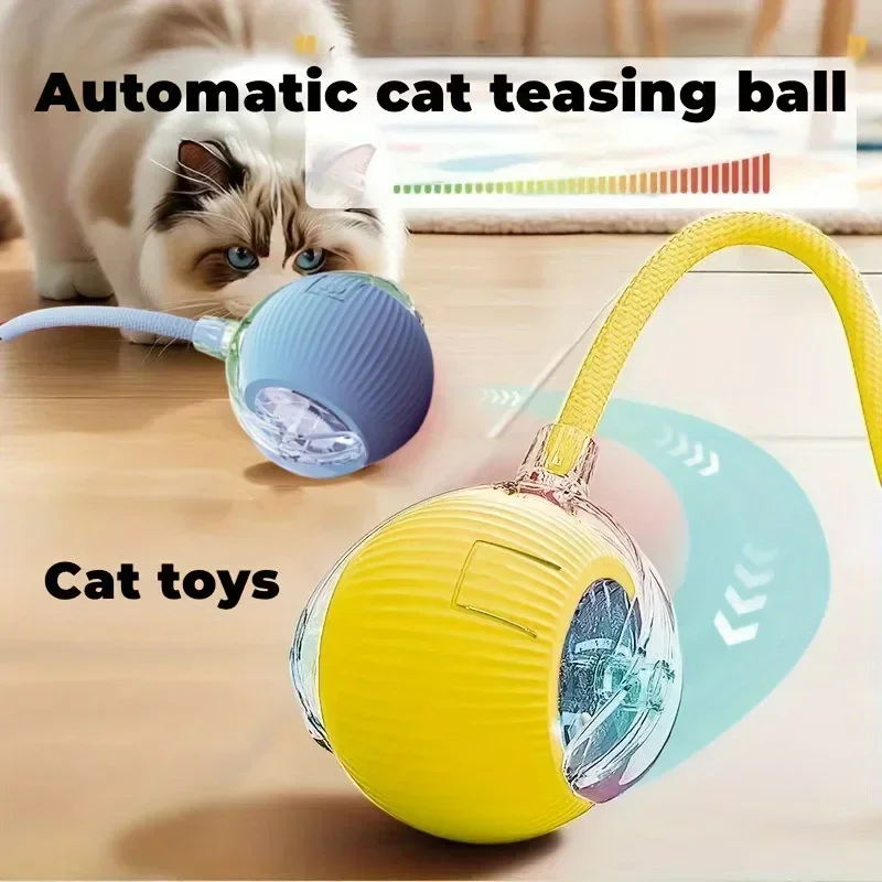 Cat Interactive Ball Toy Automatic Rolling Ball with Tail Rechargeable Smart Pet Interactive Toy Intelligent Mouse for Cat