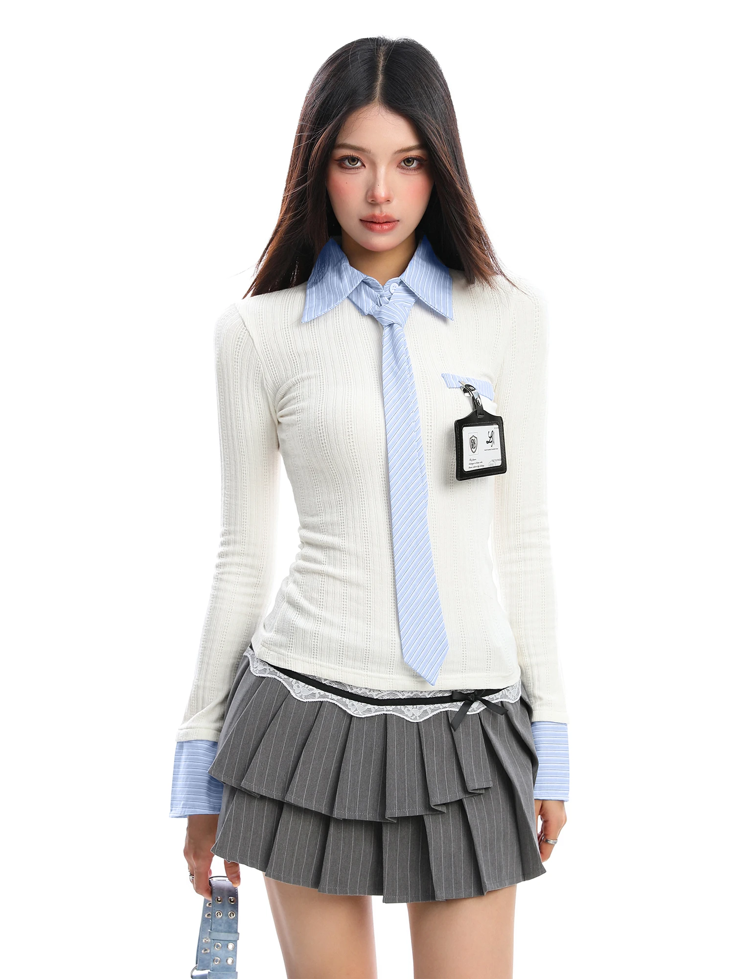 

Женская трикотажная майка-боди Biggold College Slimming Effect Long Sleeve для осеннего сезона, повседневная одежда