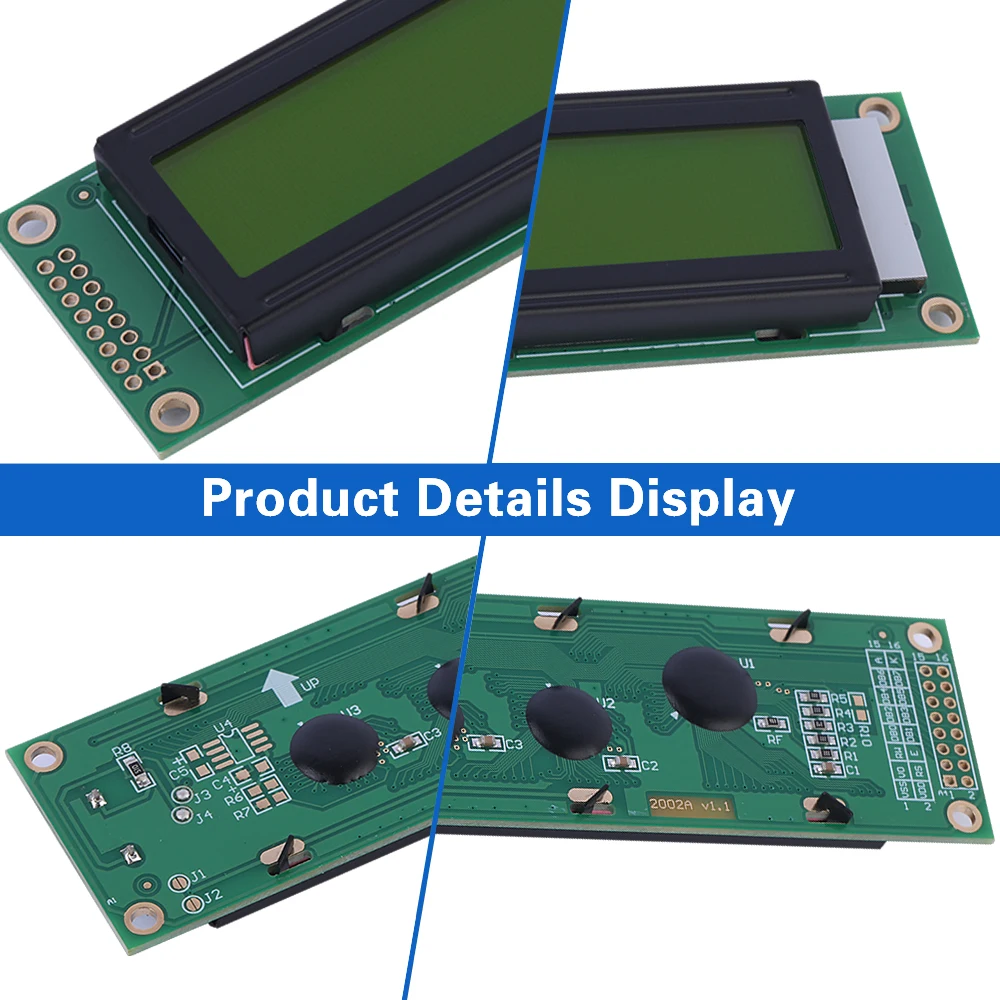 Gelbgrüner Film 2002a Zeichen anzeige bildschirm 02*20 lcd 116*37*11,3mm 16-poliger Controller st7066u mehrsprachige Schrift bibliothek