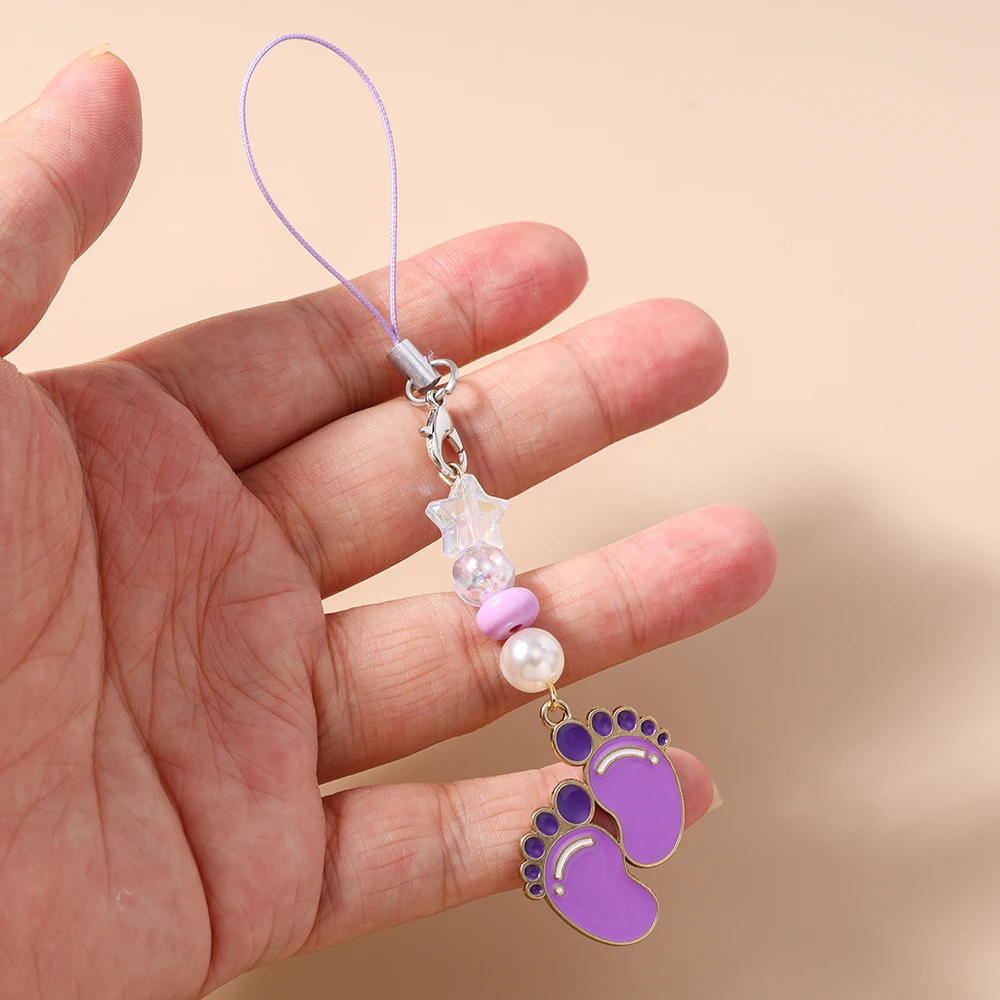 Aihua Niedlicher Baby-Fußabdruck Handy-Lanyard Schlüsselanhänger Handgefertigte Telefonkette Hängender Telefonriemen Schmuck Geschenke Accessoires – Detail 5
