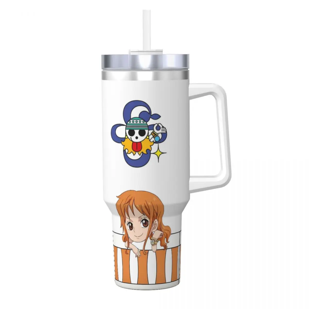 O-One Anime P-Piece Stainless Steel Tumbler Travel Thermal Mug With Straws Lid Large Capacity Mugs Cup Cold Drink Water Bottle