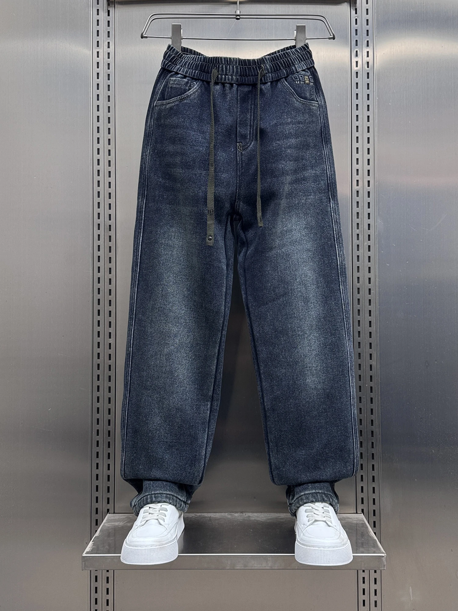 

Мужские джинсы Waed Fce свободного прямого кроя с подкладкой, в стиле ретро, повседневные, американского стиля, свободного кроя, молодежные, модные