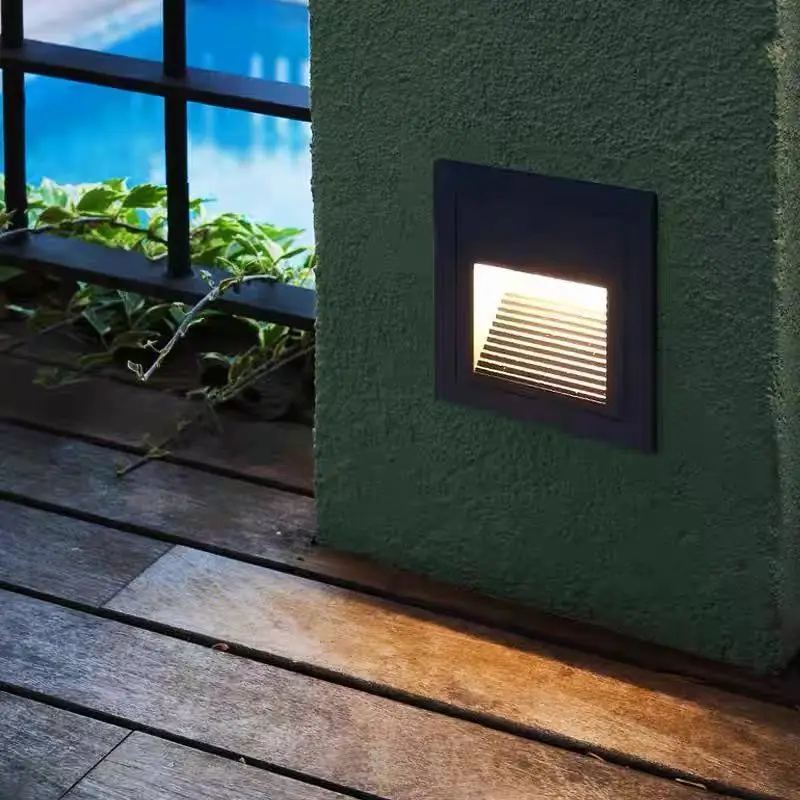 IP65 Waterproof Recessed LED Step Light,  Stair Foot Light Embedded Corner Lamp for Villa  Corridor Wall Underground Lighting