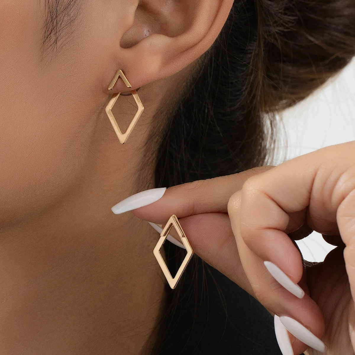 A Suit of Fashion Simple Originality Multielement Metal Triangle Quadrate Earrings Sets for Women Birthday Party Jewerly Gifts