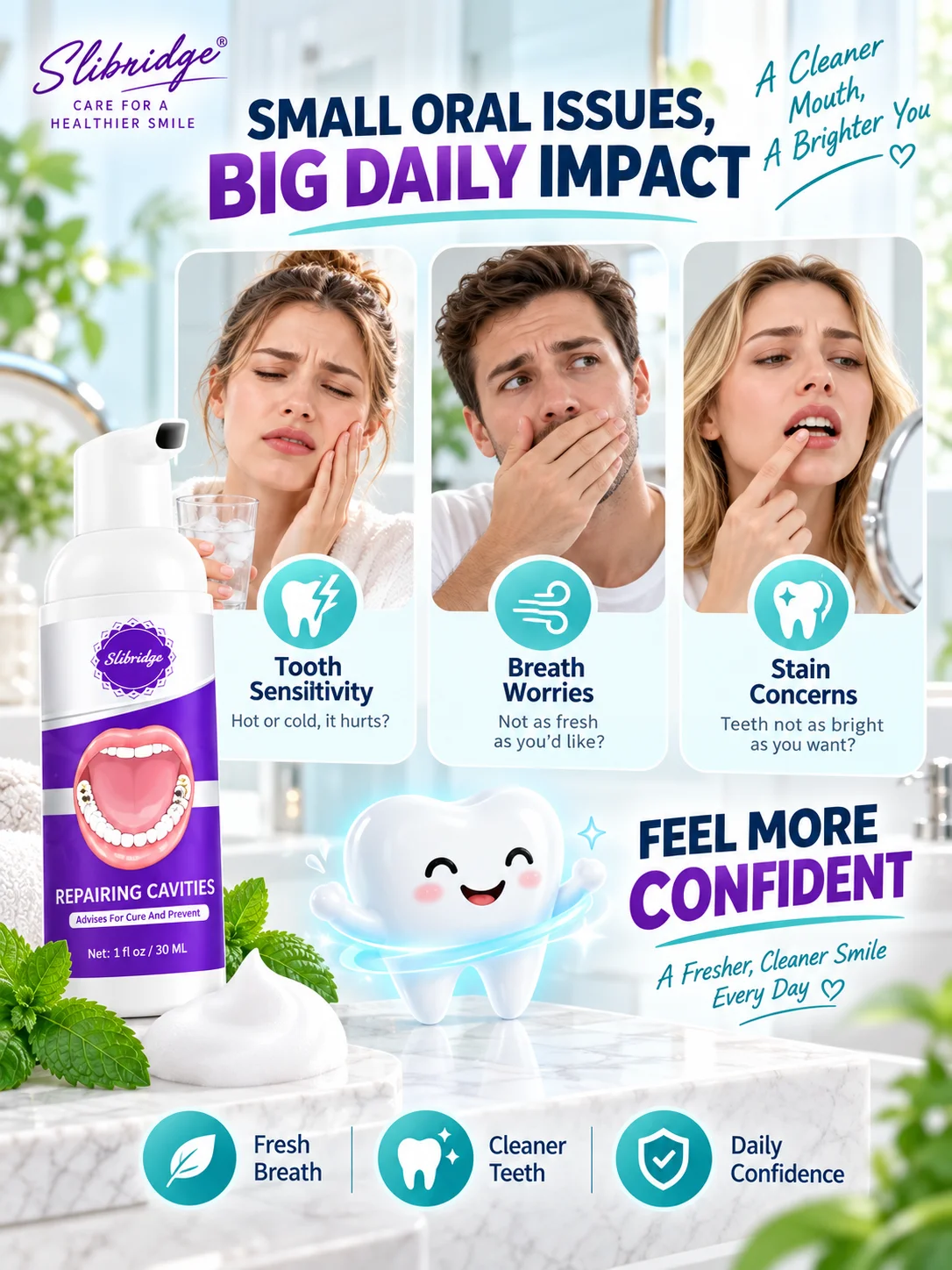 Everyday Dental Care Formula for Teeth, Daily Mouth Routine for Food Lovers Coffee Drinkers and Sweet Snack Moments