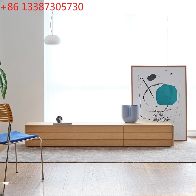 

Wabi Sandy Wind's new log-colored TV cabinet living room is fully equipped with solid wood minimalism