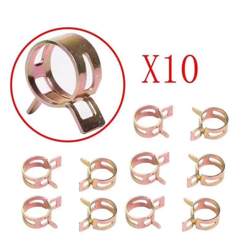 Clamp Spring Clips Fuel Hose Oil Set Steel Tools Vacuum 10pcs Air Tube Equipment Line Parts Replacement Useful