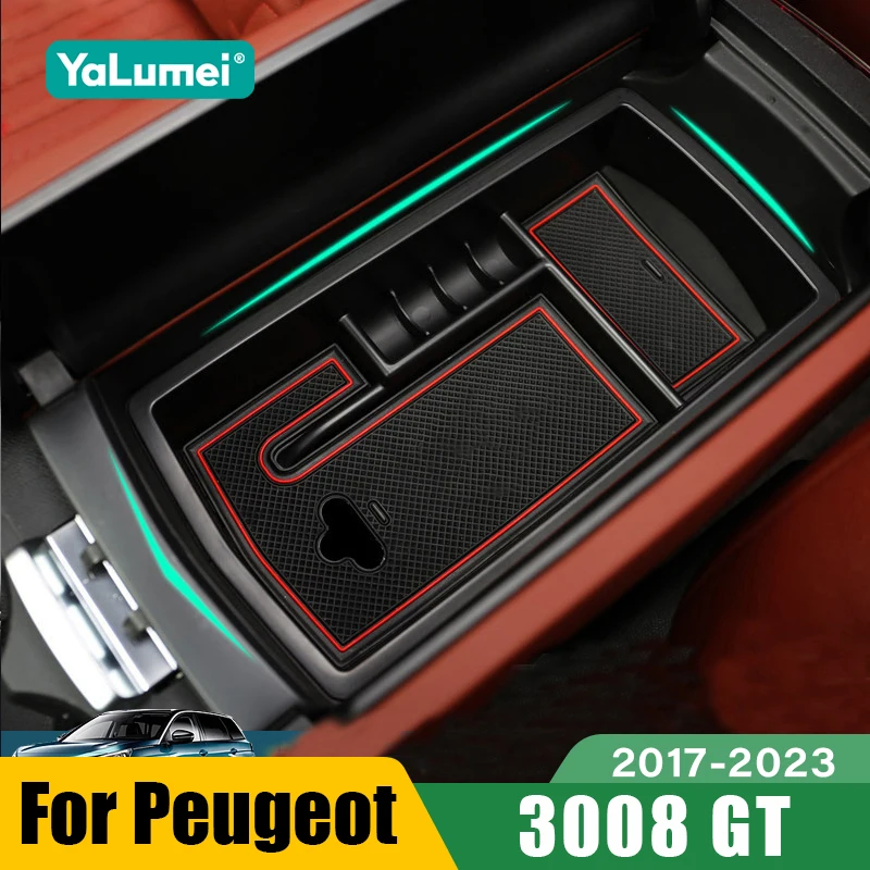 Für Peugeot 3008 GT 2017 2018 2019 2020 2021 2022 2023 Auto Zentrale Armlehne Lagerung Box Organizer Zubehör