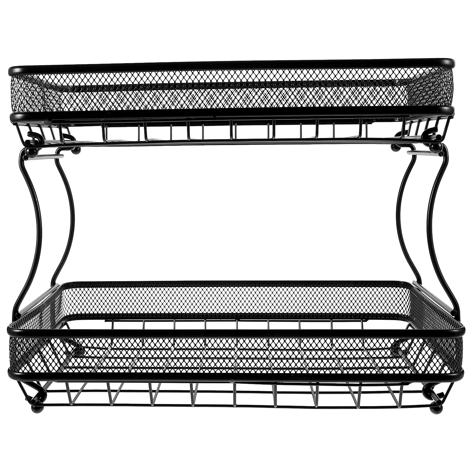 

2 Tier Fruit Kitchen Countertop Detachable Banana Holder Snacks Storage Tray Desktop Organizer Wire Basket For Home Bedroom