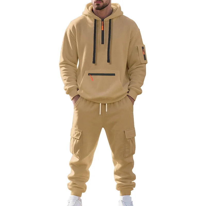 Chándales para hombre, 2 piezas, manga larga, atlético, con cremallera completa, conjunto de traje para correr, ropa de calle informal para exteriores, conjunto de chándal deportivo