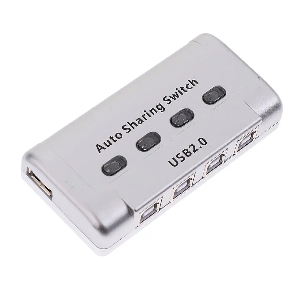 Multiport USB Sharing Switch Hub 4 Ports Auto USB 2.0 Device Splitter for Printer Scanner for Computer Laptop Office