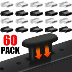 60-1Pcs Type-C Dust Plugs Silicone Anti-dust Plug Cover Cap Charging Port Protector for Iphone 17 15 Pro Max Plus Samsung Xiaomi