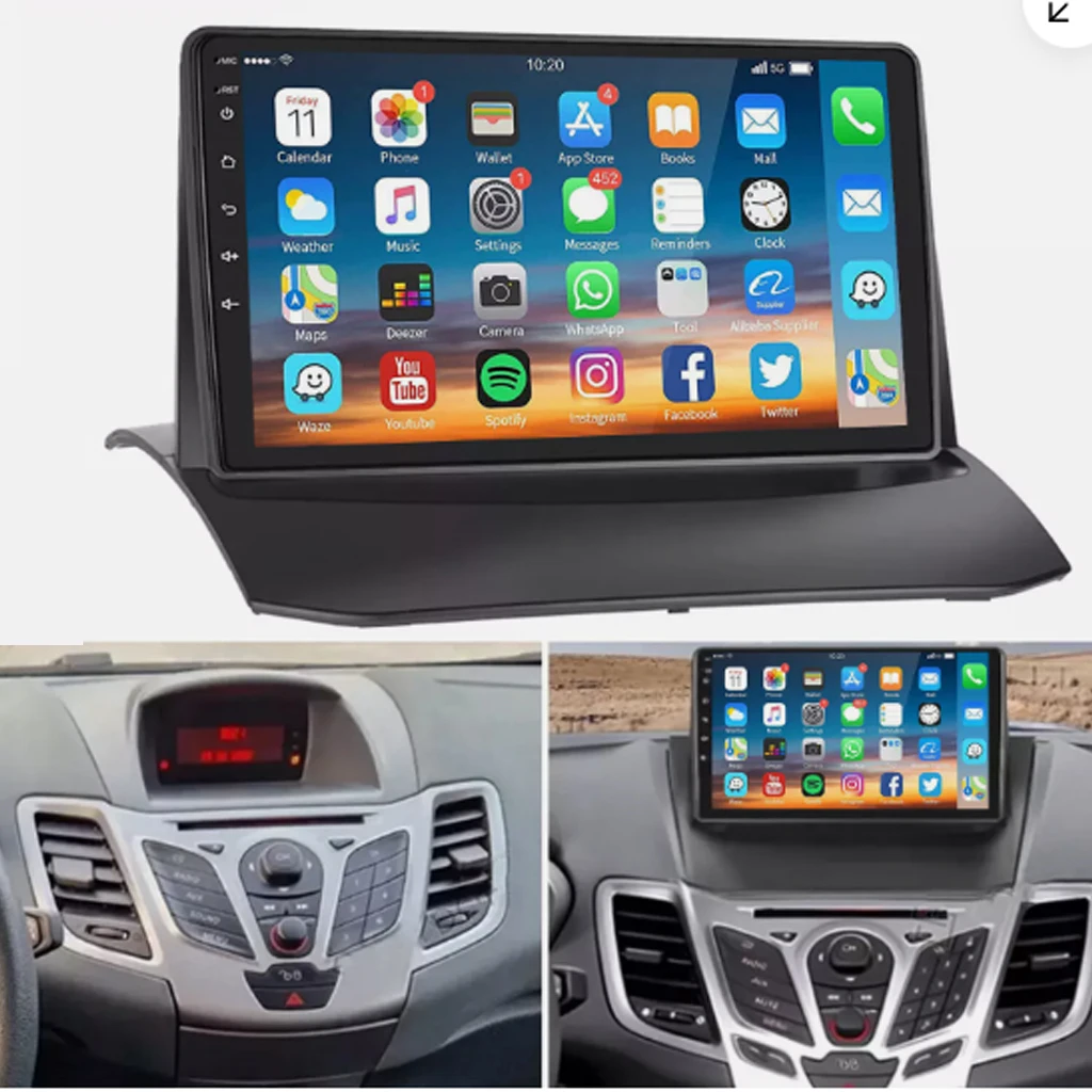 9inch Car Stereo Radio Fit For Carplay GPS Navigation Fit For Ford Fiesta 2009 - 2014 Android 14 Android auto/4+64G+AHD camera