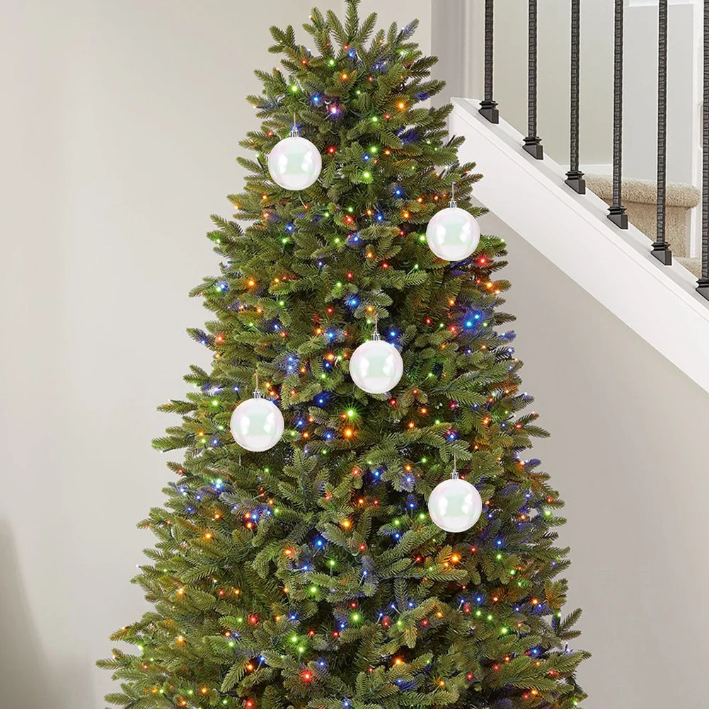 

6Pcs Iridescent Ornament Balls Clear Plastic 8cm Round Xmas Tree Holiday Wedding Party Decorations Plastic Clear Ornament Balls