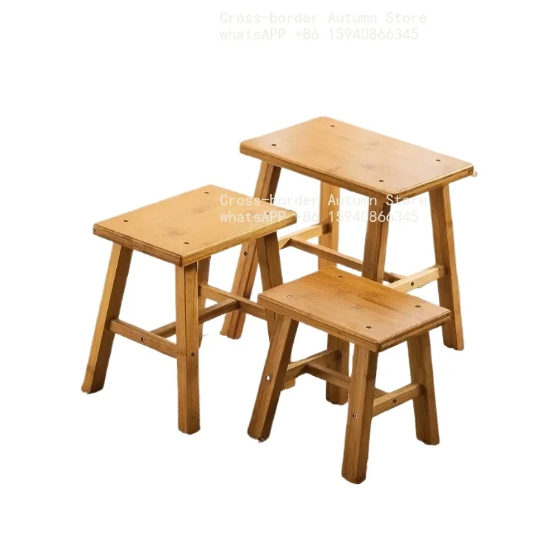 Portable Solid Wood Small Bench Simple Household Short Stool for Bathroom Indoor Multipurpose Thickened Wooden Stool