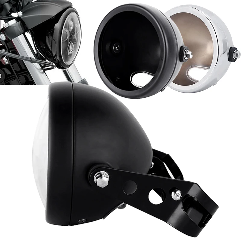 

Motorcycle Seal Beam Headlight Cover Shell Headlamp Mount Housing Bracket For 5.75inch with 35~43mm fork tubes