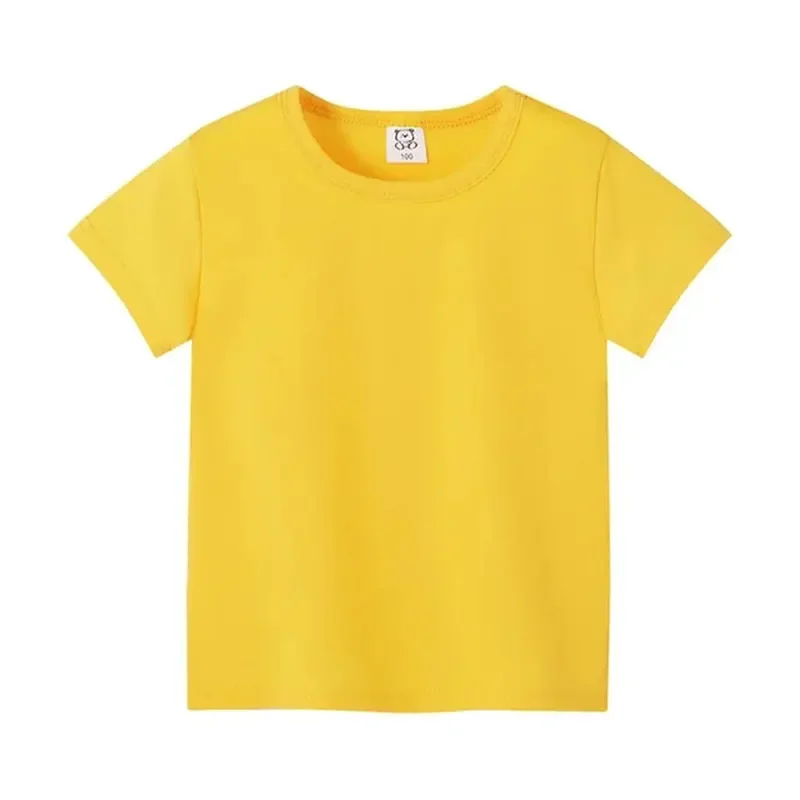 เสื้อยืดแขนสั้นสำหรับเด็กเสื้อทารกชายผ้าฝ้ายสำหรับฤดูร้อน2-12Years เสื้อยืดเด็กทารกเสื้อท่อนบนสีพื้น