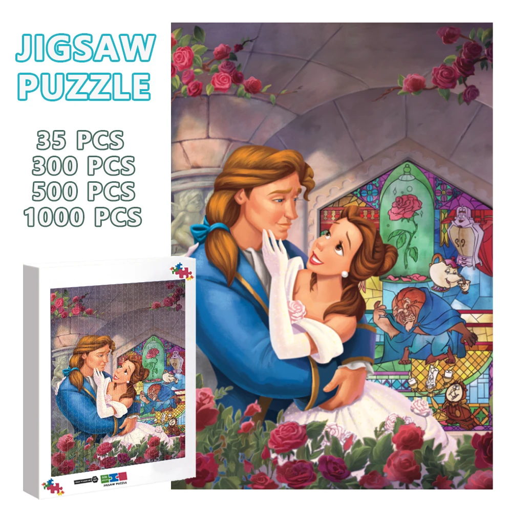 Beauty and The Beast Jigsaw Puzzle 1000 Pieces Disney Princess Belle Puzzles for Adults Wooden Puzzle Kids Educational Toys