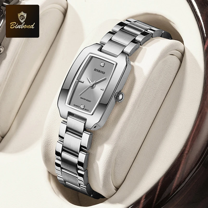 

BINBOND Original Ladies 30M Waterproof Watch Gold Luxury Stainless Steel Women Watch Creative Fashion Elegant Quartz Wristwatch