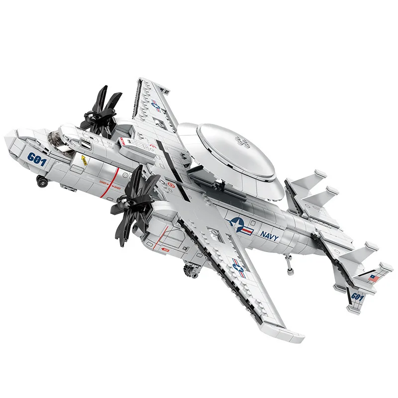 

US Navy Military Type E-2 Hawkeye Airborne Early Warning Building Blocks WW2 Arms Bricks Toys Model Compatible With LEGO