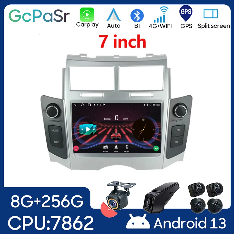 

7'' Android Car Radio Player For Toyota Yaris XP90 Vitz Platz 2005 - 2012 GPS Navigation Multimedia Carplay WIFI BT No 2Din DVD