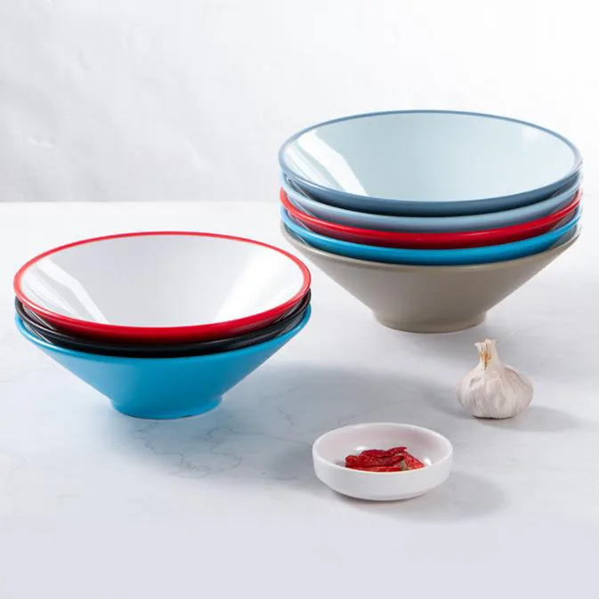 Melamine Imitation Porcelain Tableware Restaurant Mixed Noodles Ramen Plastic Two-color Bowl