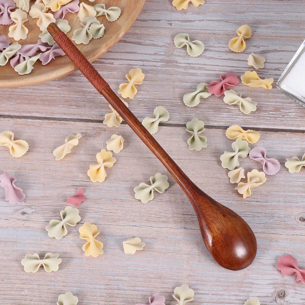 

5pcs Honey Wooden Spoon Long Handle Stirring Spoons For Tea Coffee Dessert Rice Bowl Natural Wood Tableware Kitchen Bar Tools