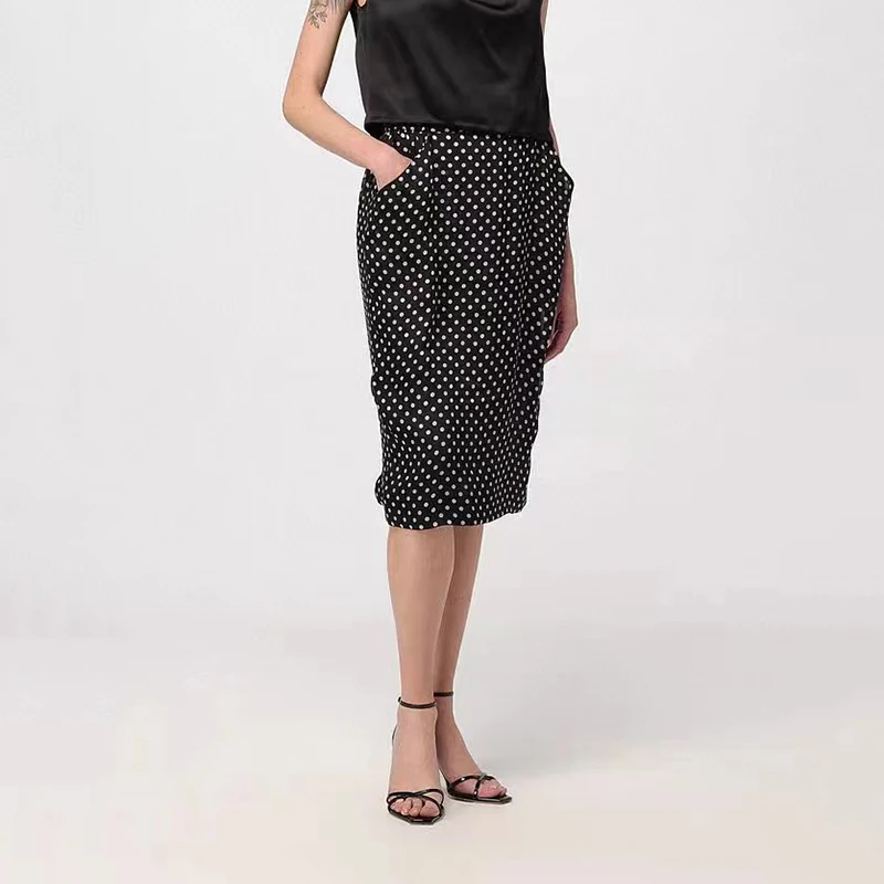 Women's Polka Dot Printed Half Skirt, Fashion Slim Peplum Half Skirt, High Quality, 2024, Summer, New, y2k