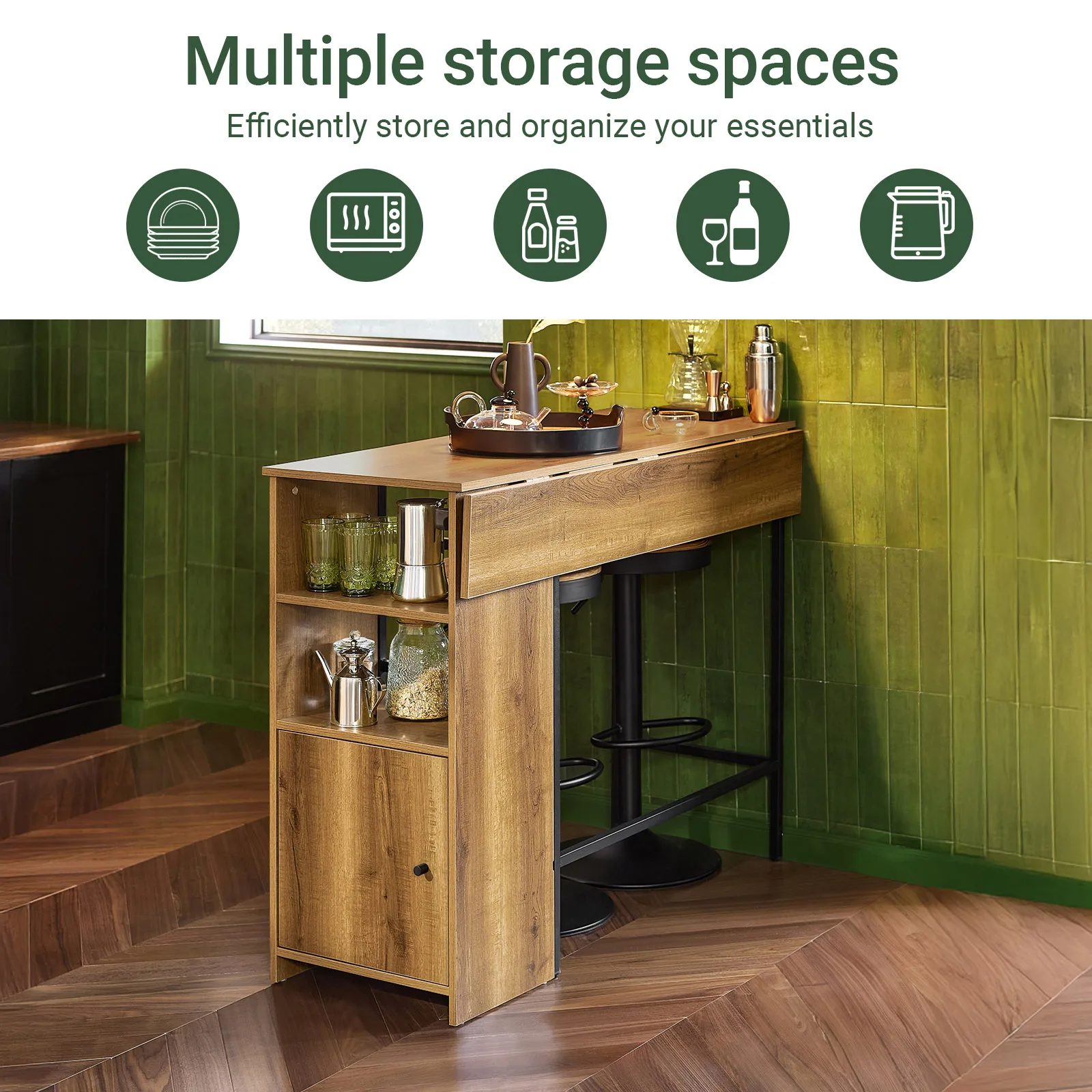 SoBuy FWT98-PF Bartisch Esstisch mit erweiterbarer Arbeitsfläche Hochtisch Bistrotisch Stehtisch Bartresen im Industrie-Desig – Detail 7