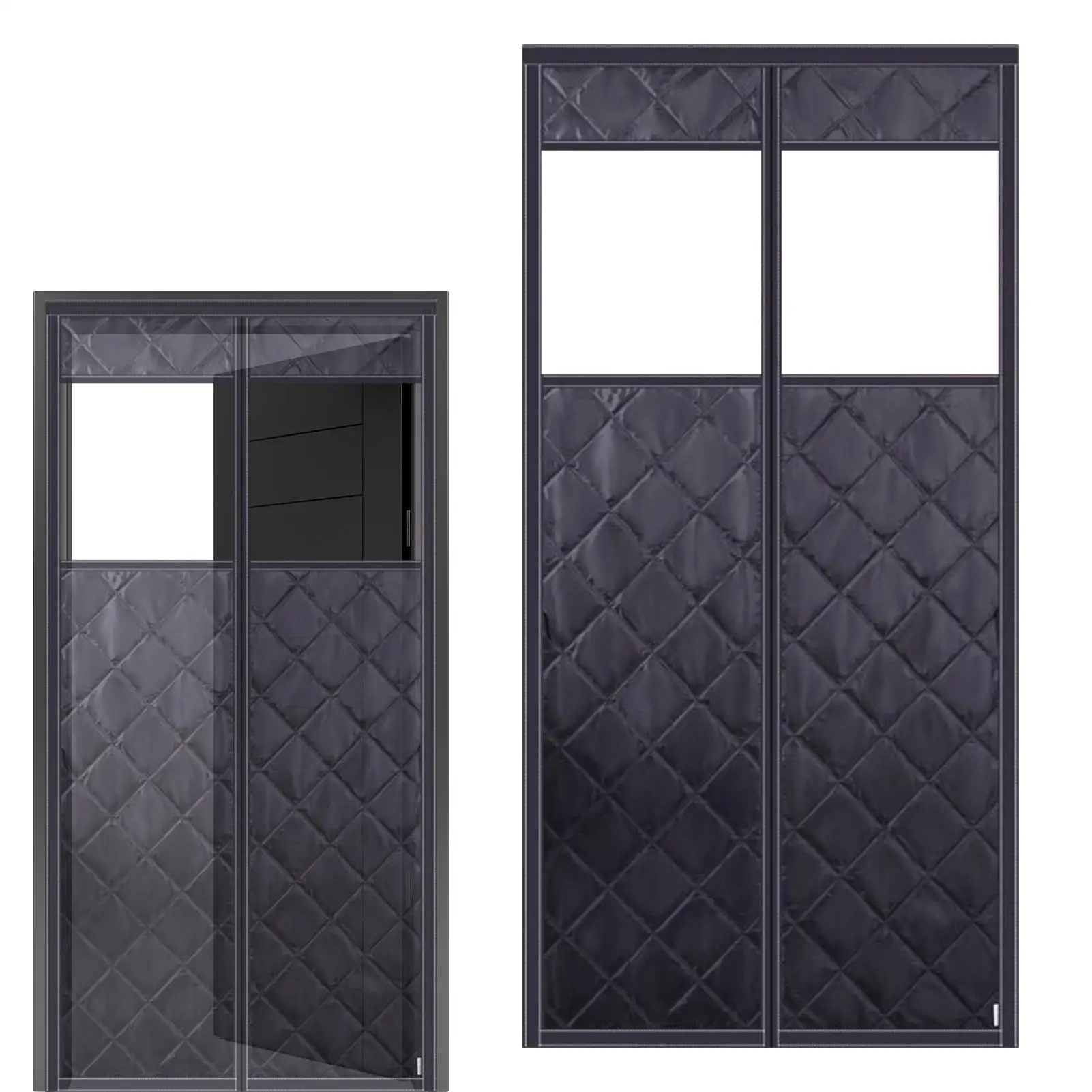 

Thermal Insulated Door Cover Insulated Screen With Clear Window Winter Layered Door Thermal Cover For Living Room Kitchen Patio