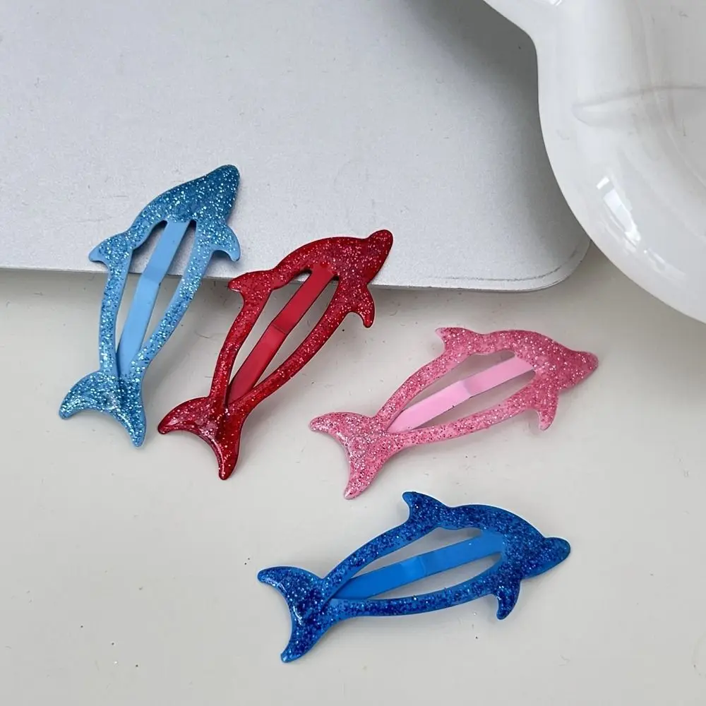 Creative Animals Sequin Dolphin Hair Clip Cute Y2k Children Hairpin Side Barrettes Headwear Glitter Hairpin Girls