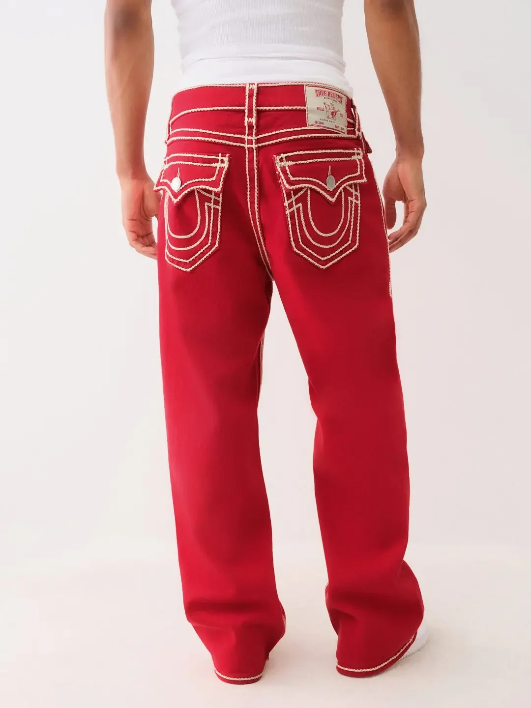 

Harajuku New Red Cargo Jeans High Waist Straight Leg Wide Leg baggy jeans Vintage Y2k Denim Pants Gothic Men Clothing