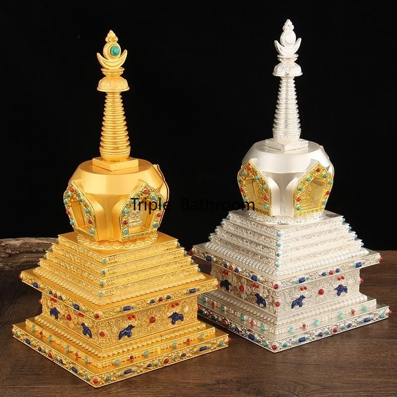 Tibetan Bodhi Pagoda Stupa of Relics Tibetan Products Buddha Pagoda Pendulum, Feng Shui Accessories, Home Decoration, 34cm