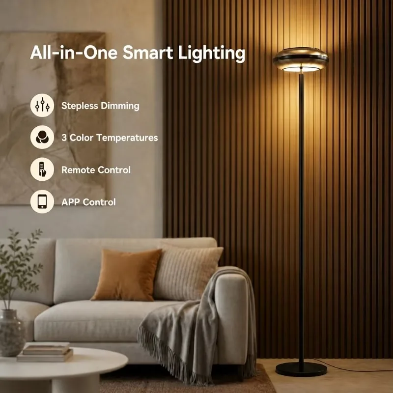 Floor Lamp with RGB Projector 36W LED Standing Lamp with Remote WiFi Control for Living Room Bedroom Kids Gaming Room
