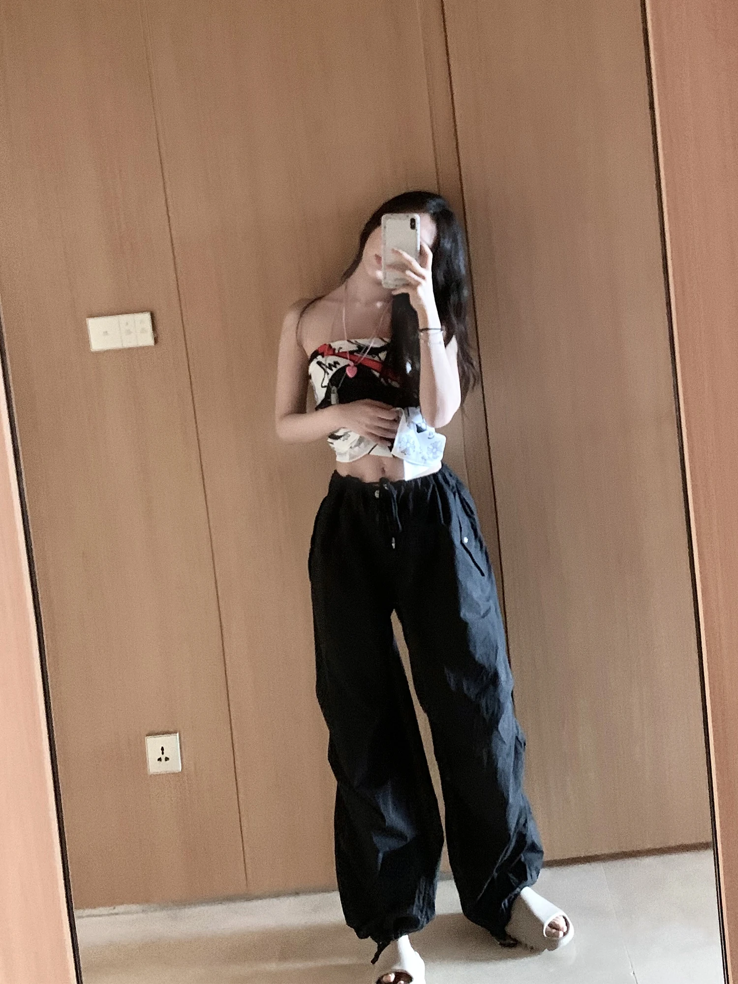 

Amor CH Paratrooper Pants Spicy Girl Wide Leg Bla Loose Workwear Trousers Briti Sle Commute Wind Long Pants for Women