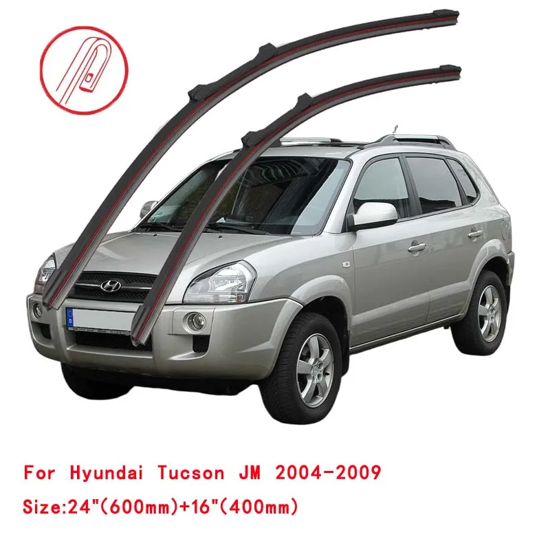 For Hyundai Tucson JM LM TL IX SUV 2004 2005 2006 2007 2008 2009 2010 2012 2015 2016 2018 2020 DoubleRubber Car Windshield Wiper