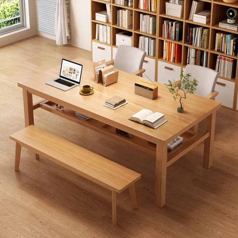 Schreibtisch aus reinem Massivholz für das Wohnzimmer, großer langer Tisch für das Wohnzimmer, Lesetisch, Arbeitstisch, langer Tisch für Zuhause
