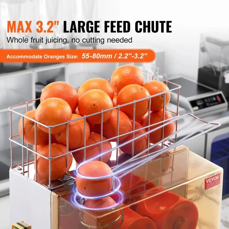 

【Premium】SucceBuy Commercial Orange Juicer hine Automatic Juice Extractor Stainless Steel Orange Squeezer with Pull-Out Filter