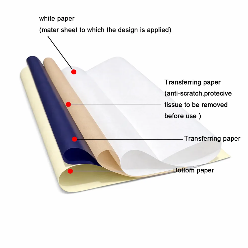 Tattoo Thermal Stencil Transfer Paper 100 Sheets A4 4 Layer Carbon Copy Paper for Tattoo Printer Machine Transfer Supplies