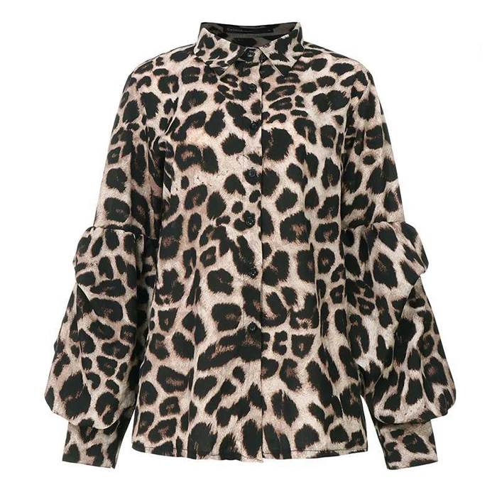Sexy stampa leopardata taglie forti per le donne 2024 Pendolarismo Sle Long Sve Button up Colletto slim fit Abbigliamento da lavoro casual