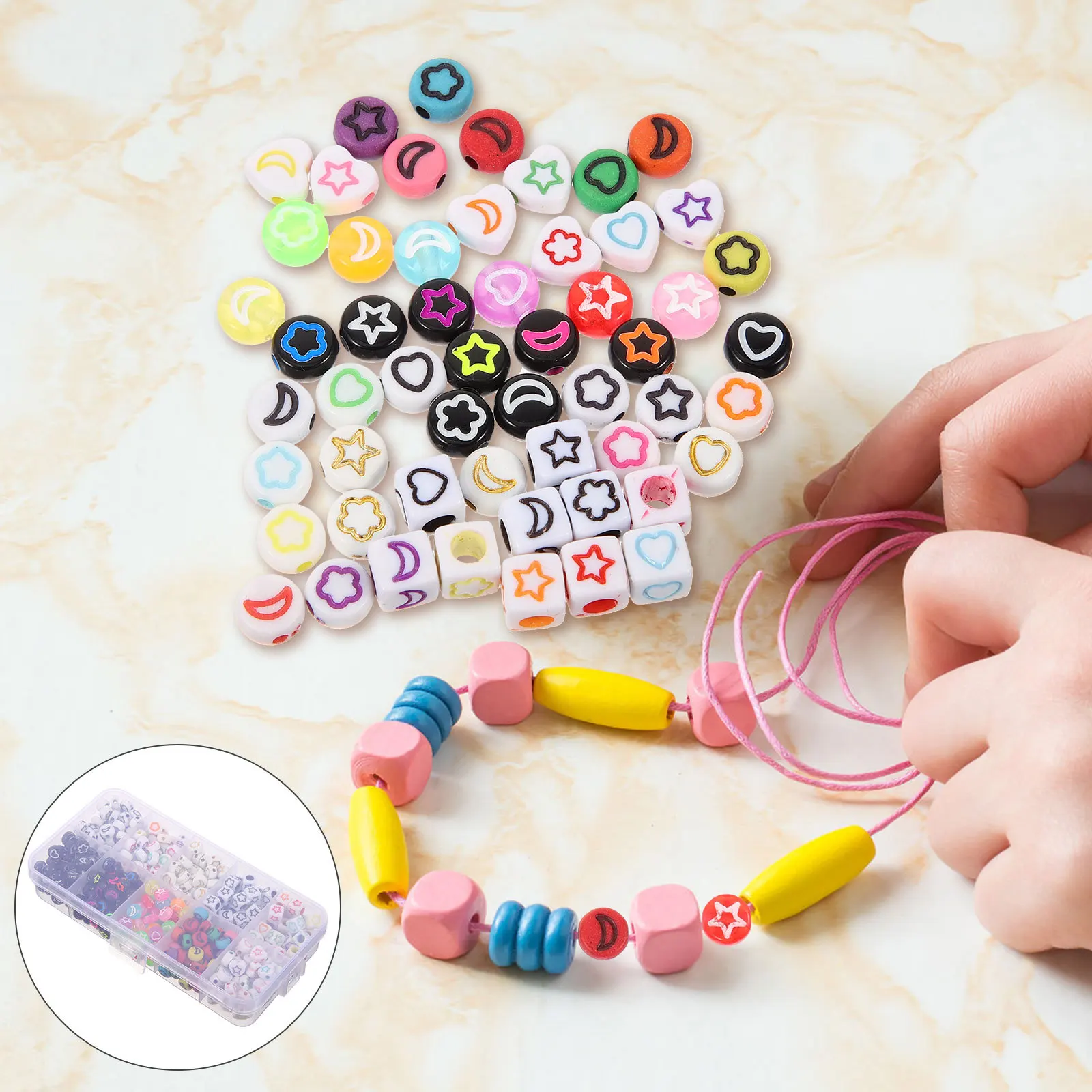 

460Pcs Heart Star Acrylic Beads Durable DIY Jewelry Making Supplies Necklace Bracelet Craft Accessories Acrylic Beads