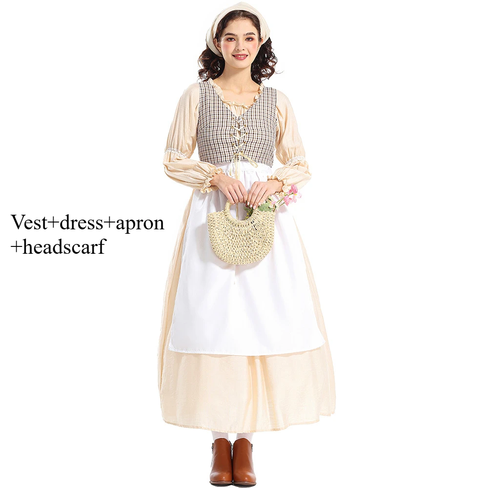 Carnaval Halloween Costume dame petite maison sur la prairie Costume Thanksgiving Village européen f