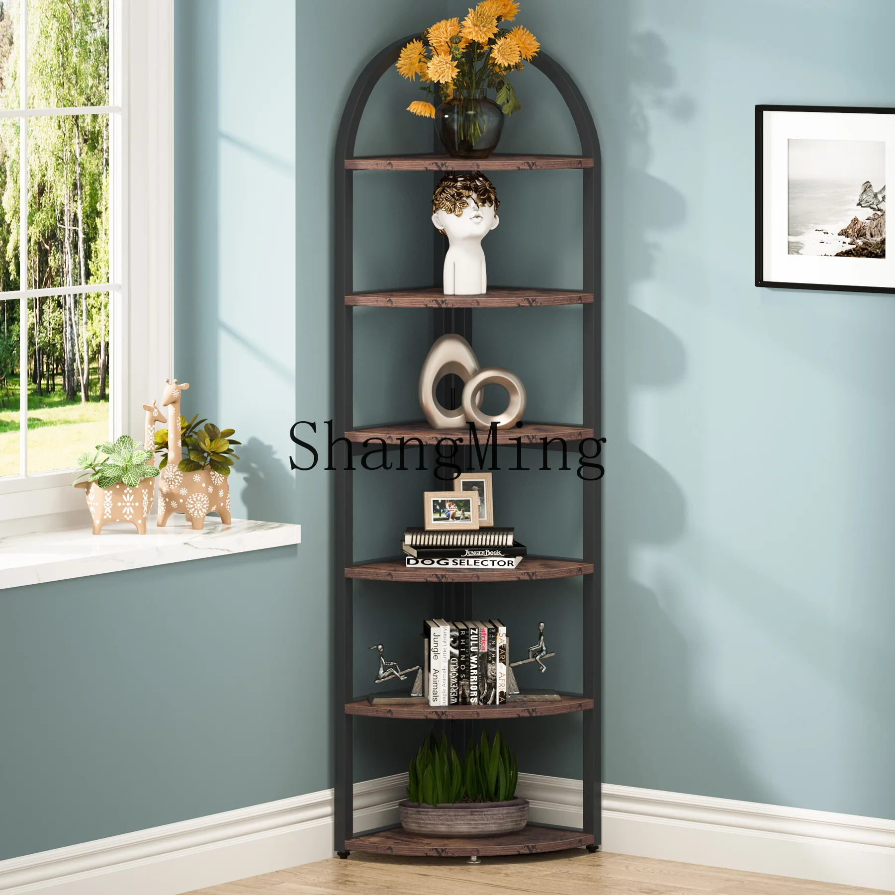 

SM new high-end living room small apartment light luxury sundries book corner rack storage rack