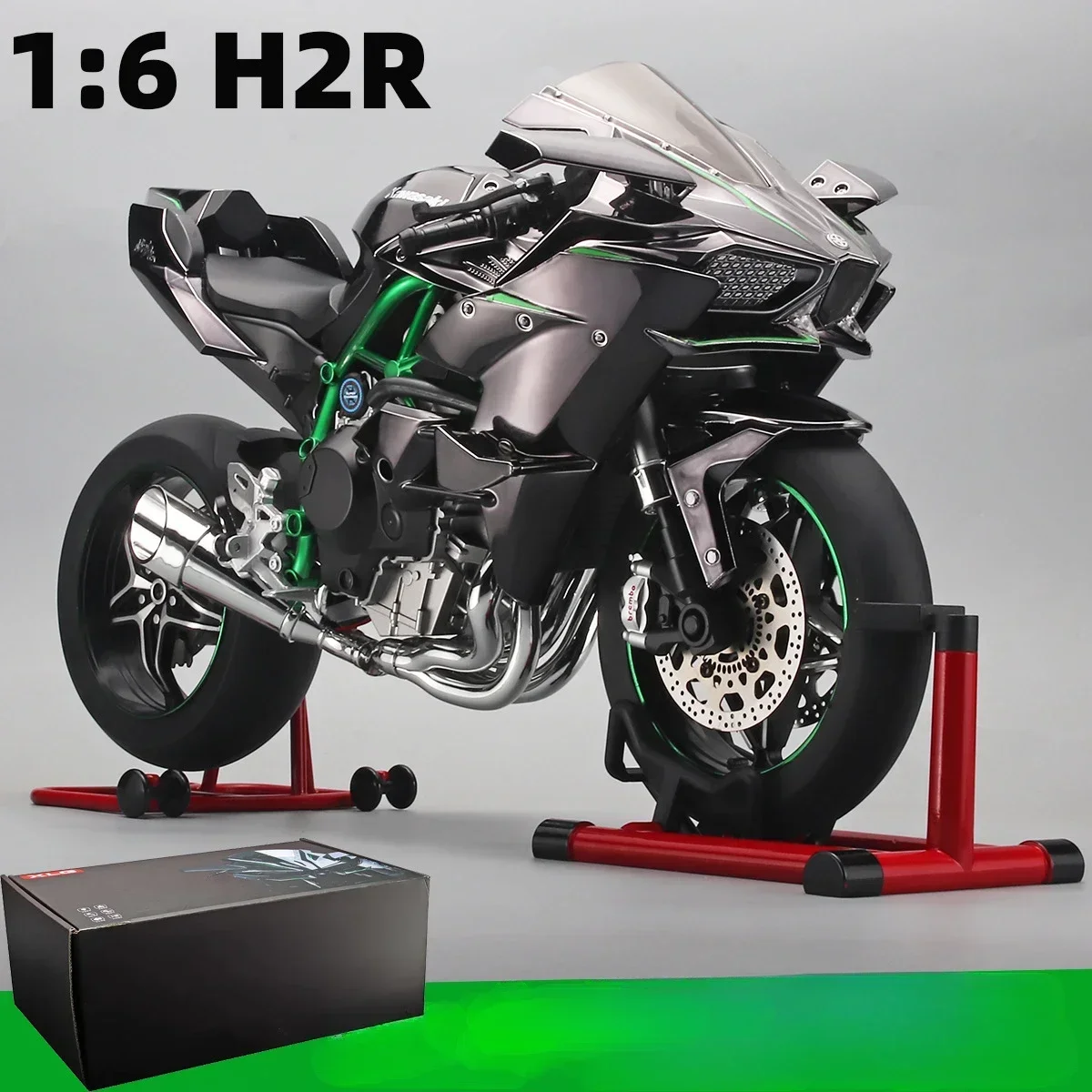 1:6 Kawasaki H2R Bootable Sprayable Dynamic Alloy Metal Diecast Motorcycle Model Sound And Light Birthday Gift Box For Boyfirend