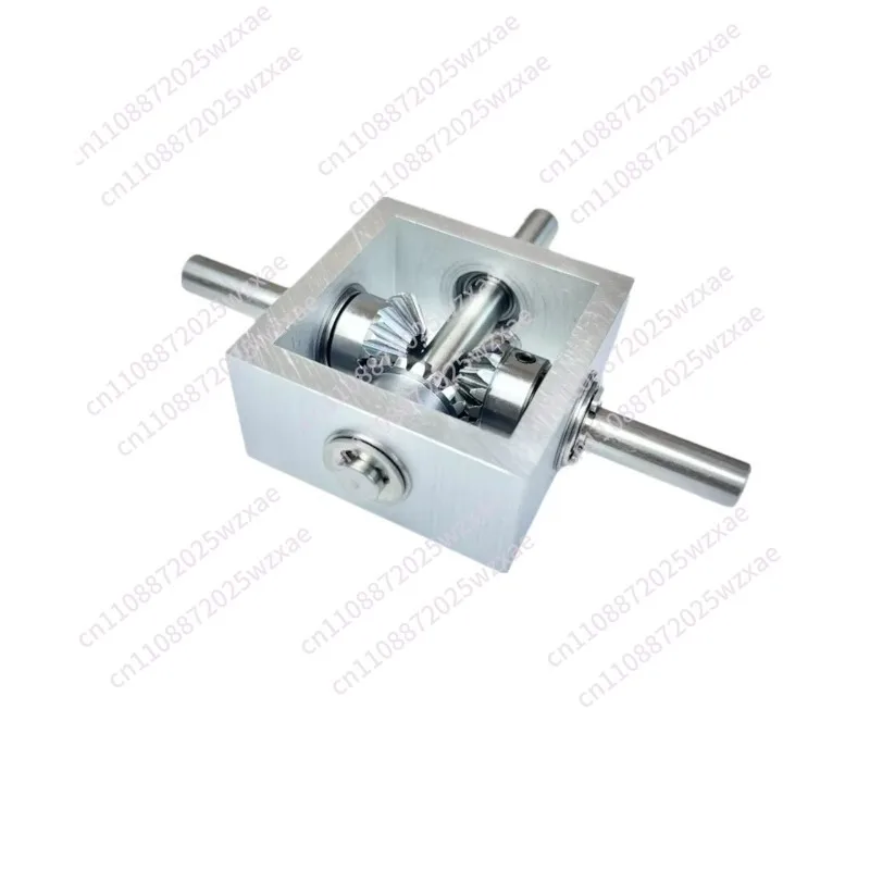 90 Degree Right Angle Drive Reverse Transmission Dual Output Shaft Bevel Gear Angle Converter Speed Ratio 1:1 Alloy Frame